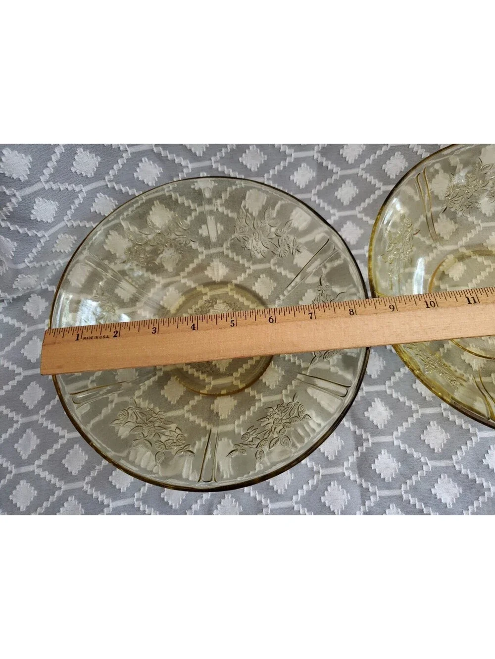2 Yellow Federal Glass Sharon Cabbage Rose Glass Bowls ,$14 Each